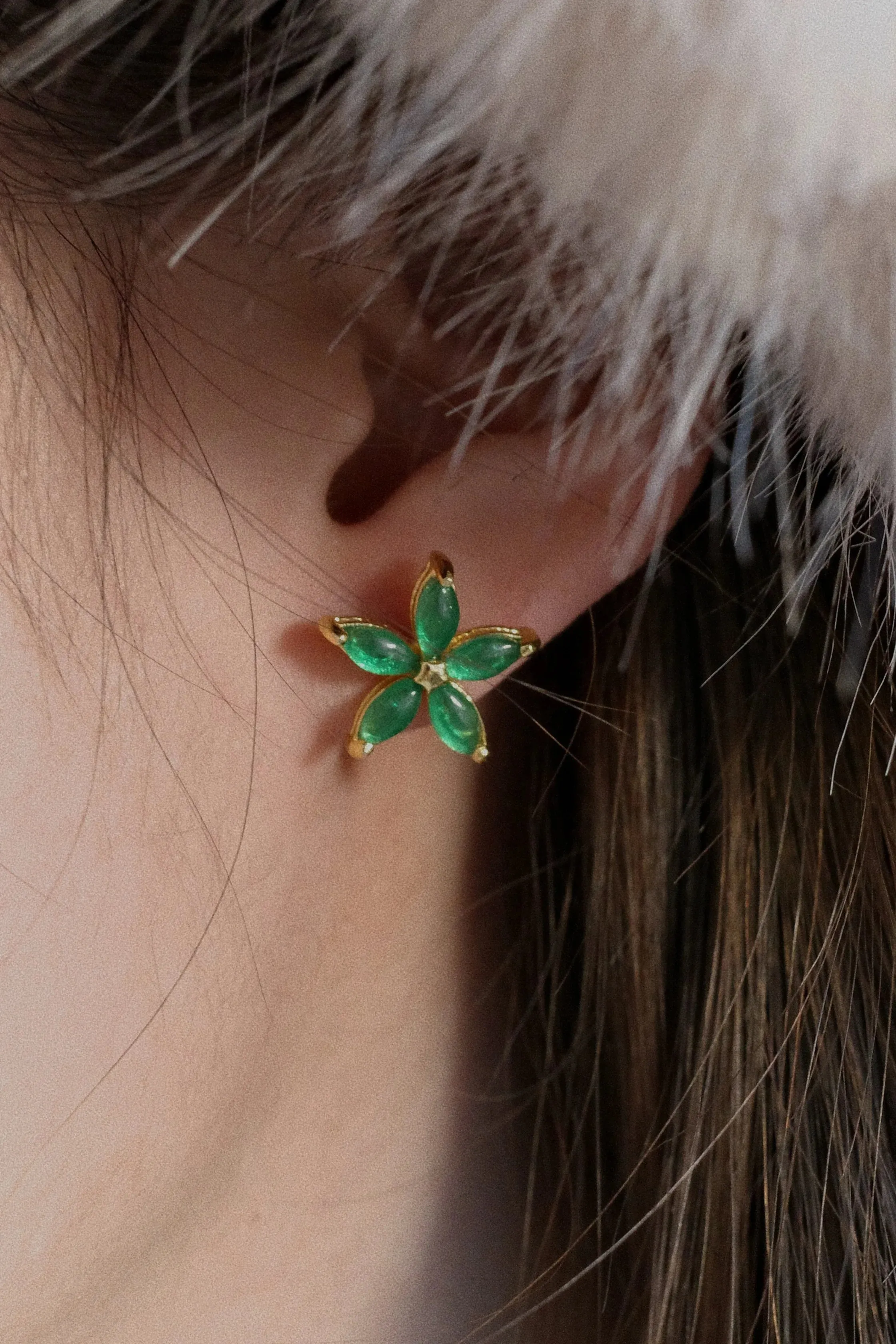 Flora — Green Jade Stud Earrings