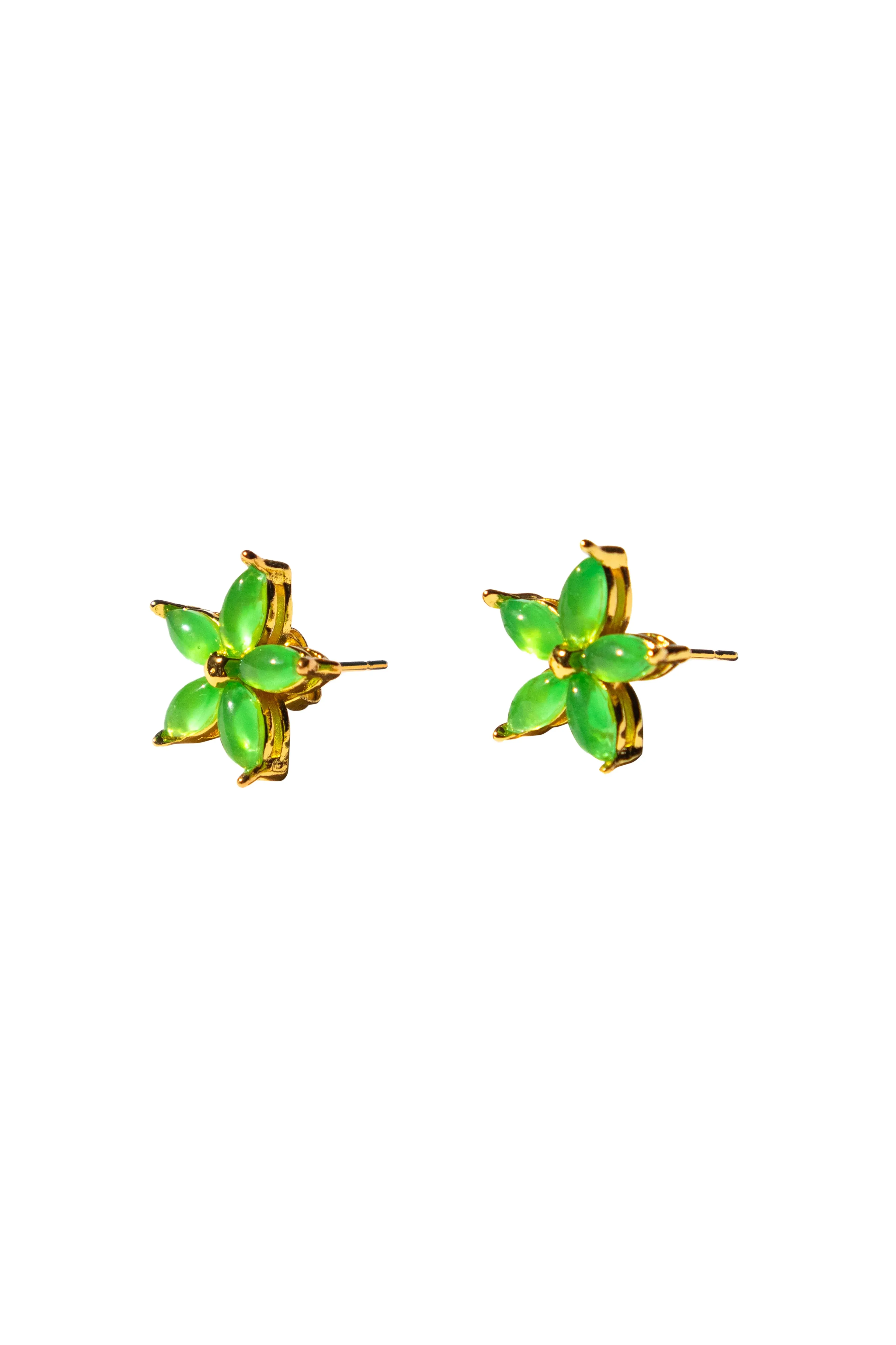 Flora — Green Jade Stud Earrings