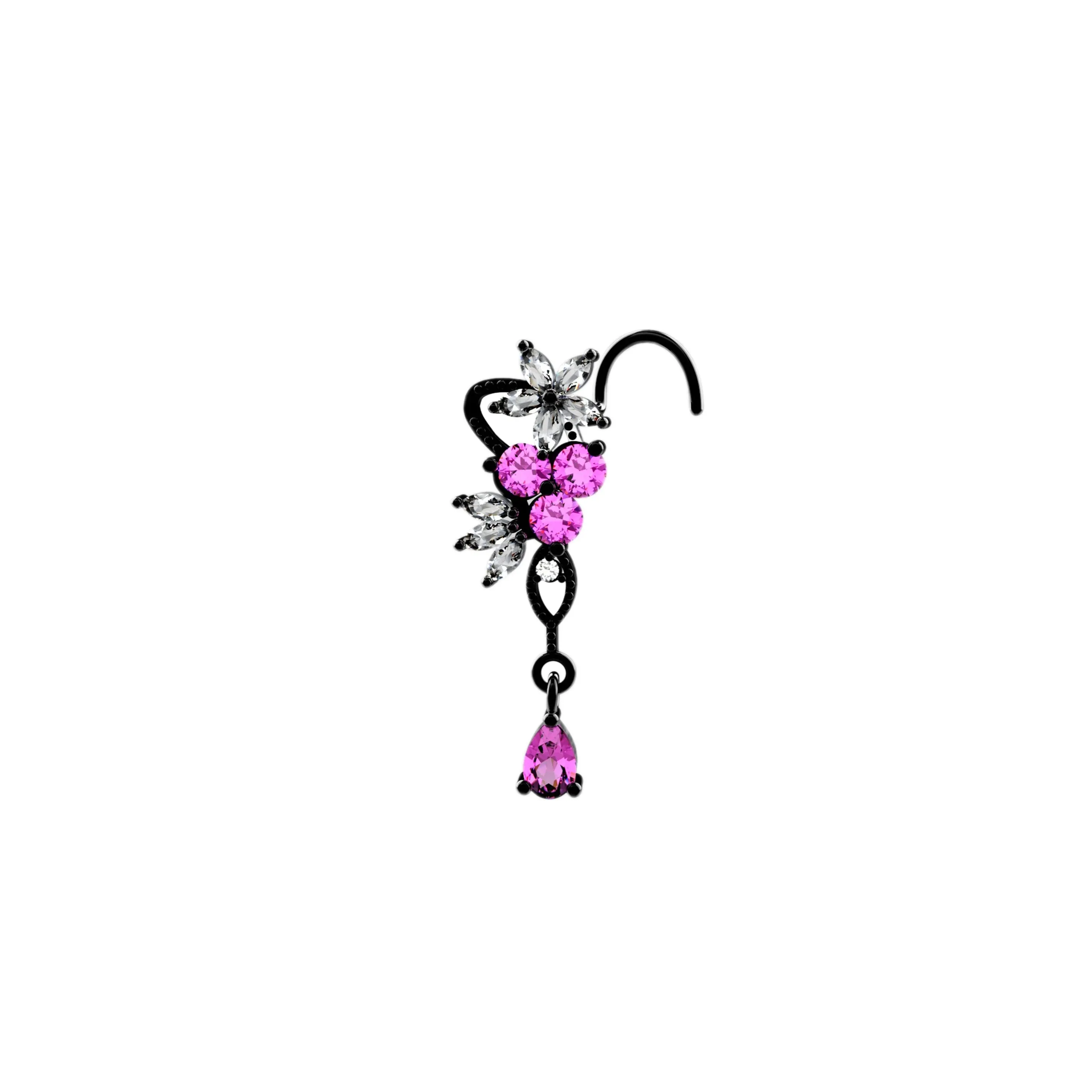 Floral Dangle Gold Nose Ring and Studs – Piercing Jewelry for Women