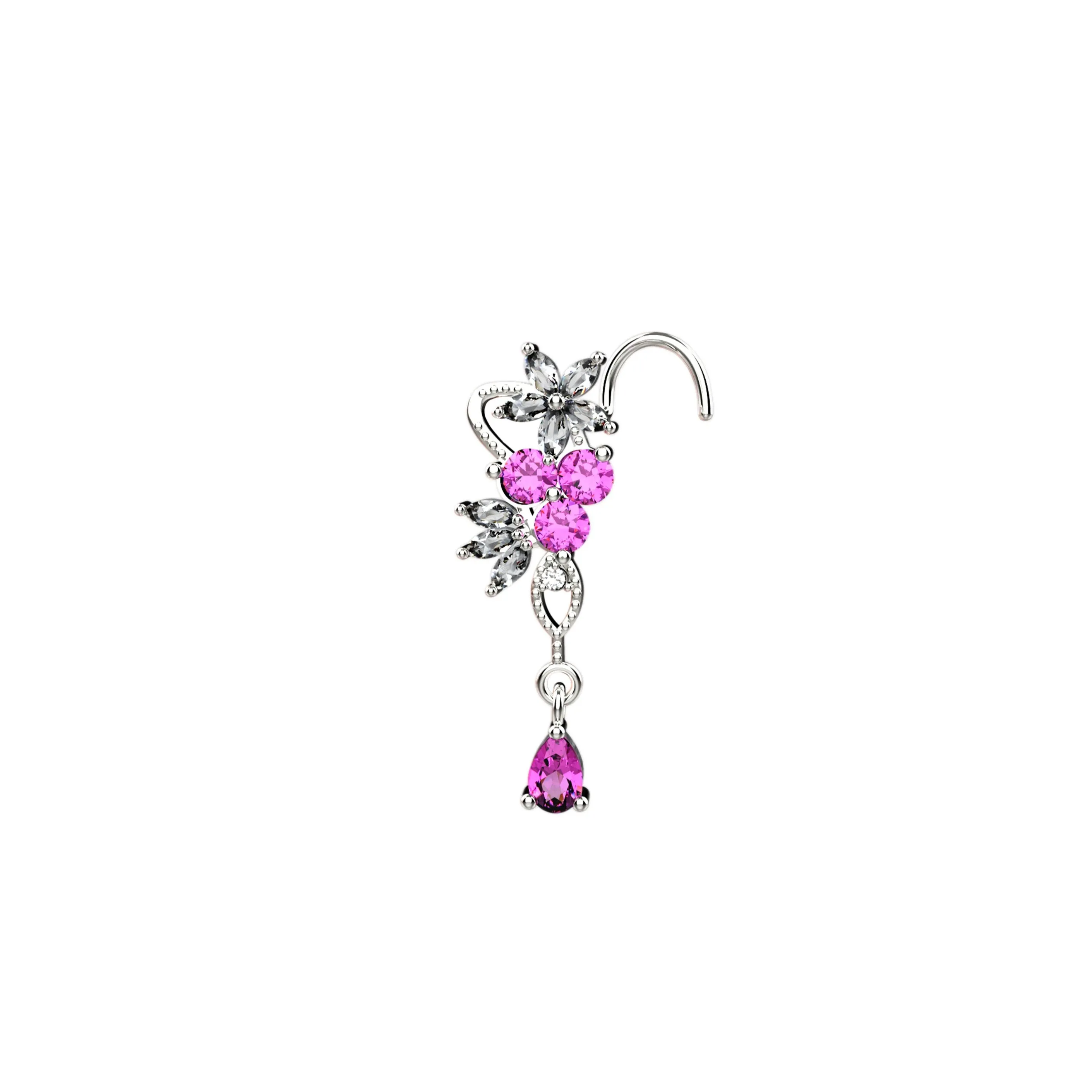 Floral Dangle Gold Nose Ring and Studs – Piercing Jewelry for Women