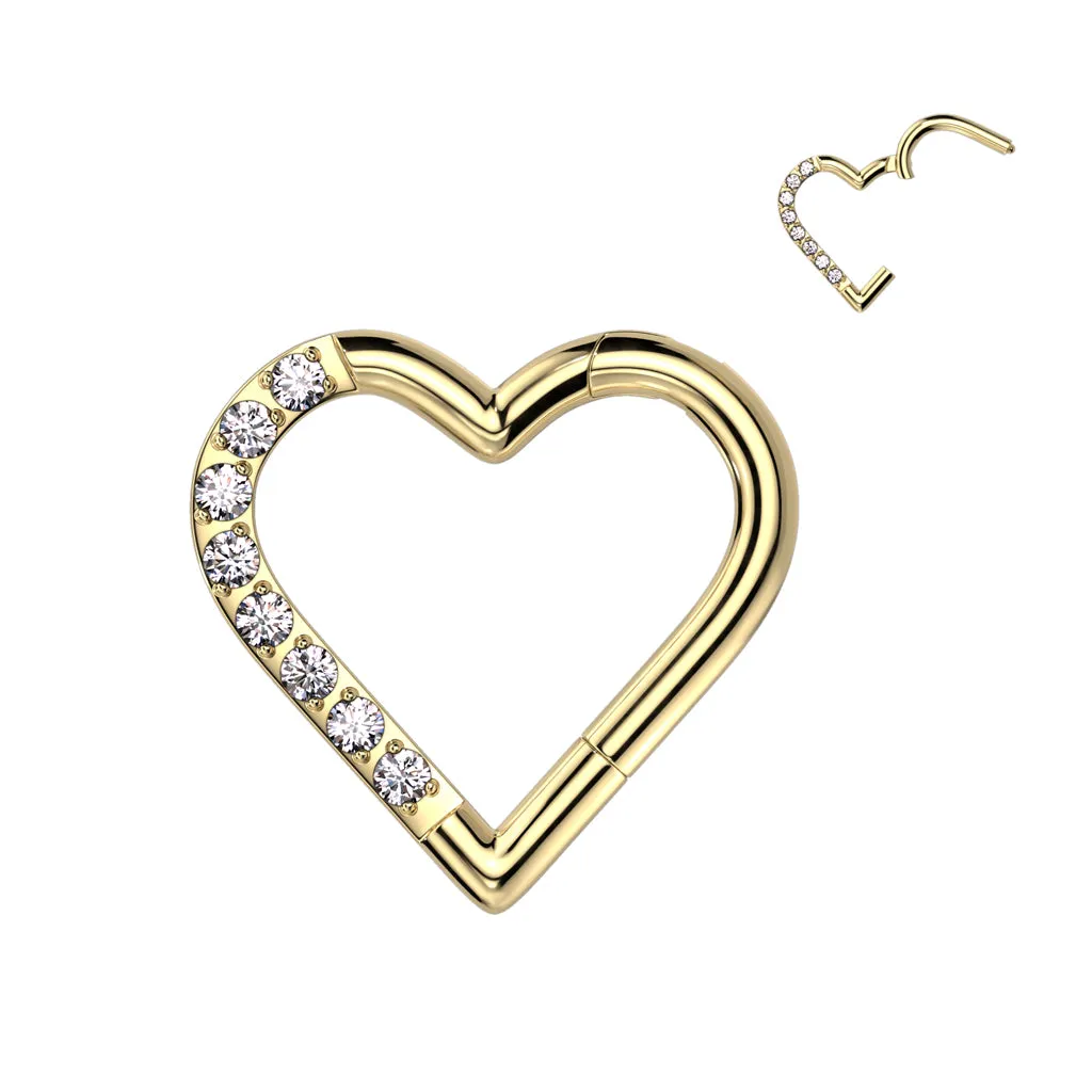 Gemmed Heart Hoop