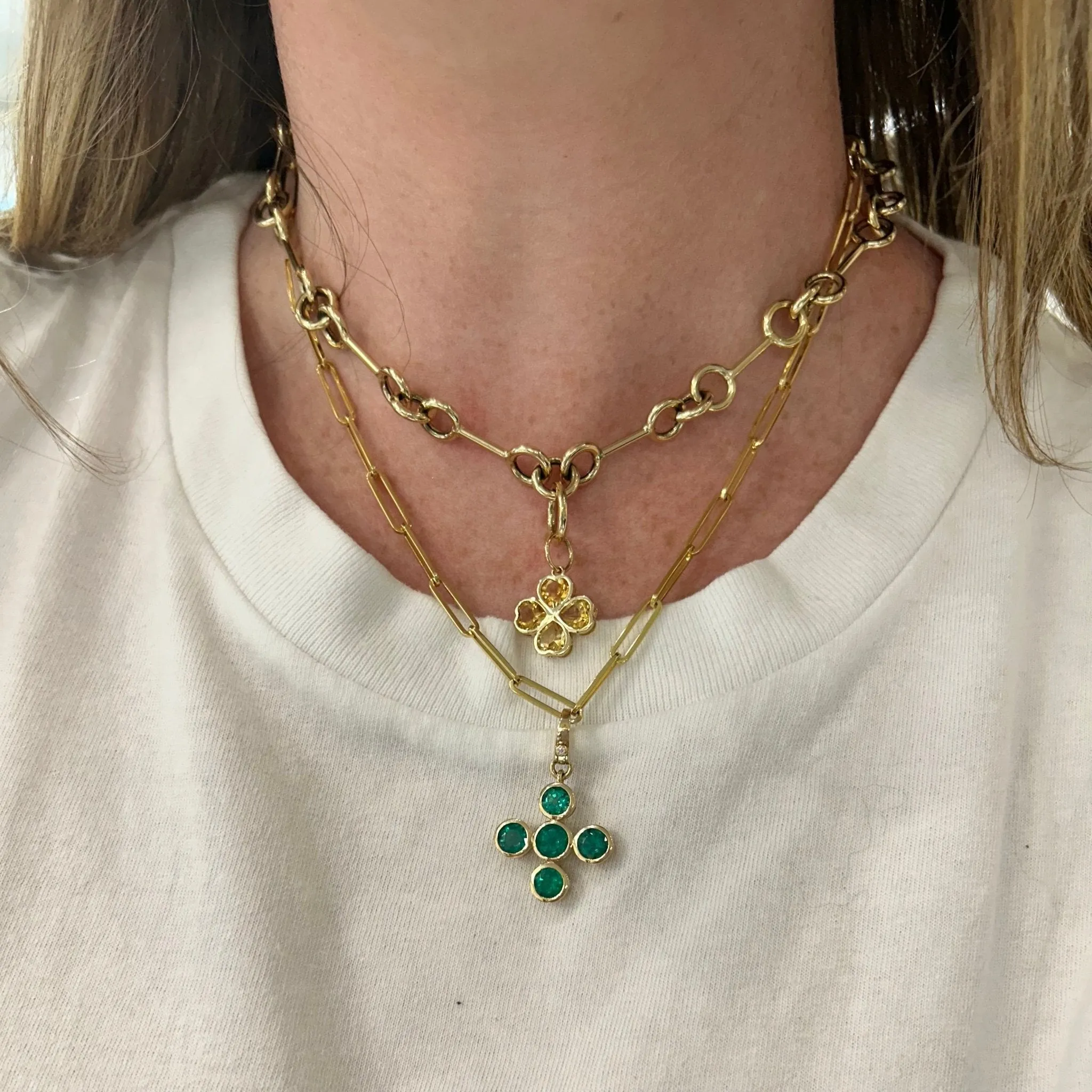 Gemstone Heart Clover Charm