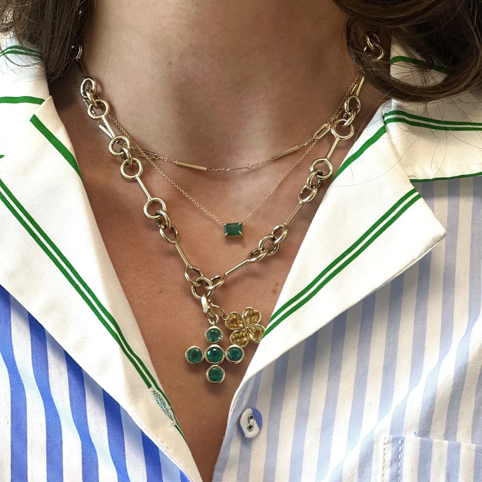 Gemstone Heart Clover Charm