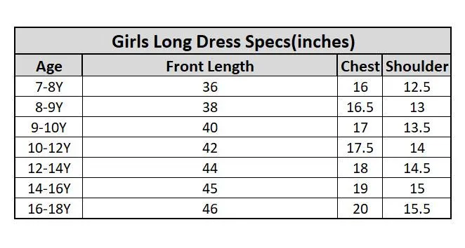 Girls Cotton Poplin Long Dress Blue Bell-Blue