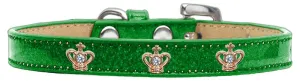 Gold Crown Widget Dog Collar Emerald Green Ice Cream Size 20