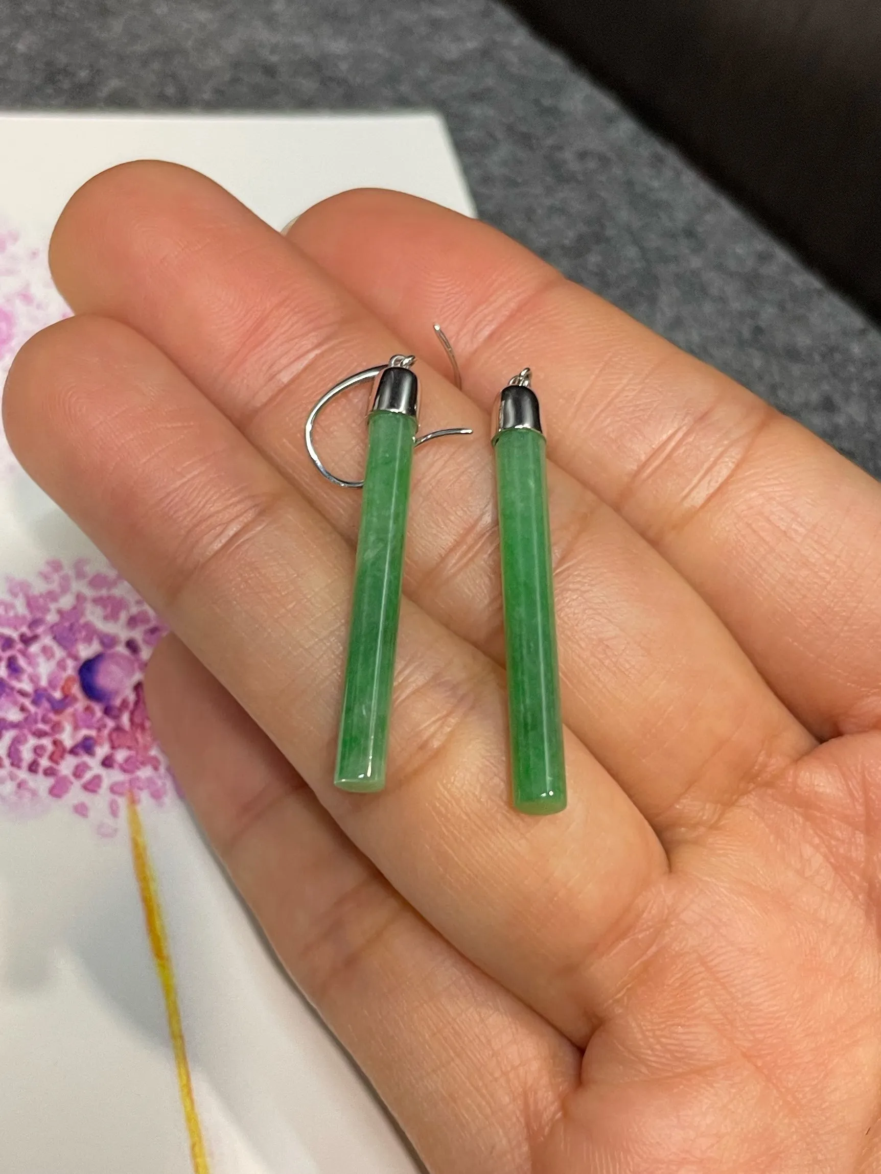 Green Jade Earrings (NJE176)