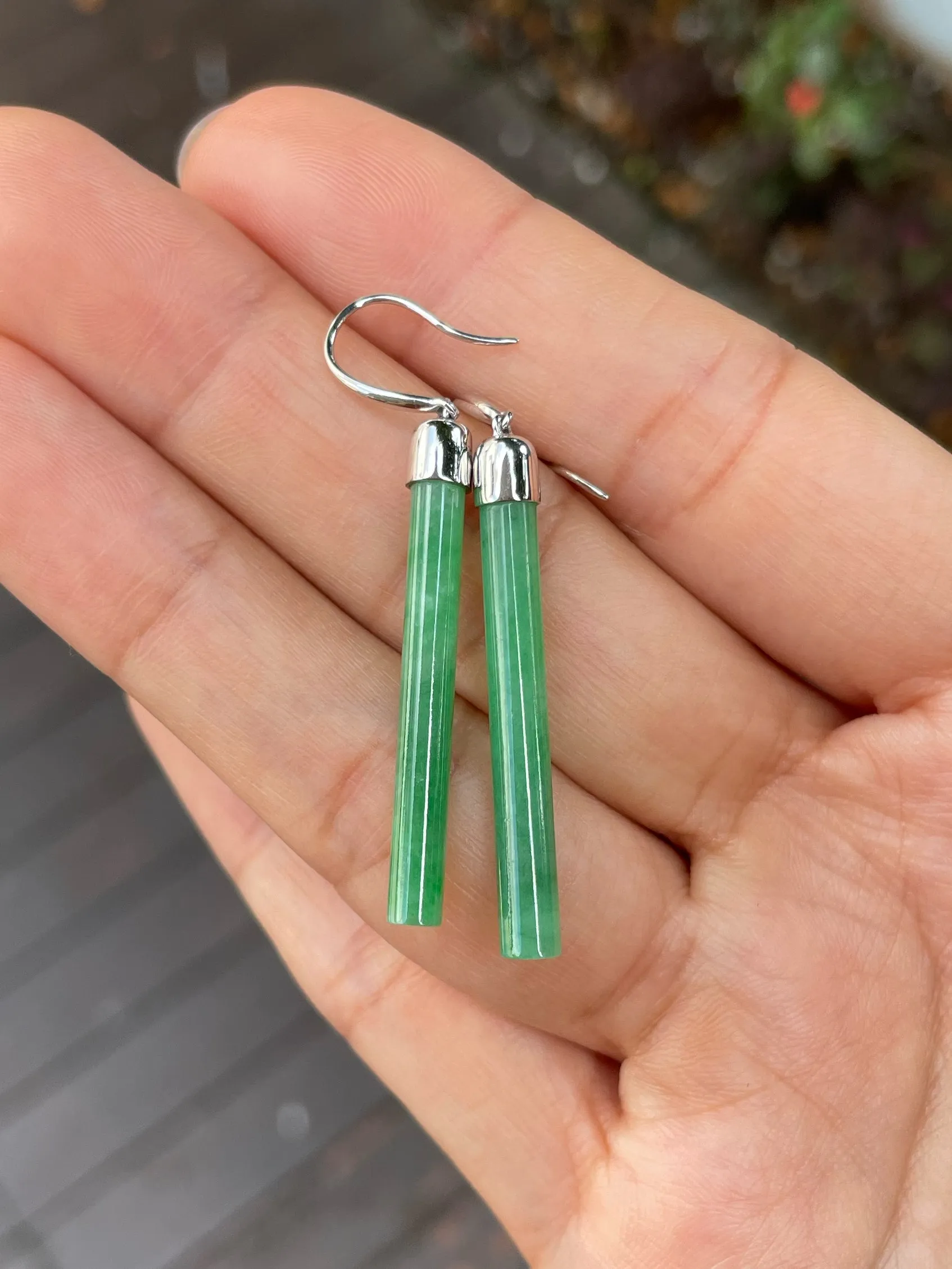 Green Jade Earrings (NJE176)