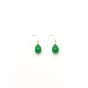 Green Jade Teardrop Earrings (14K)