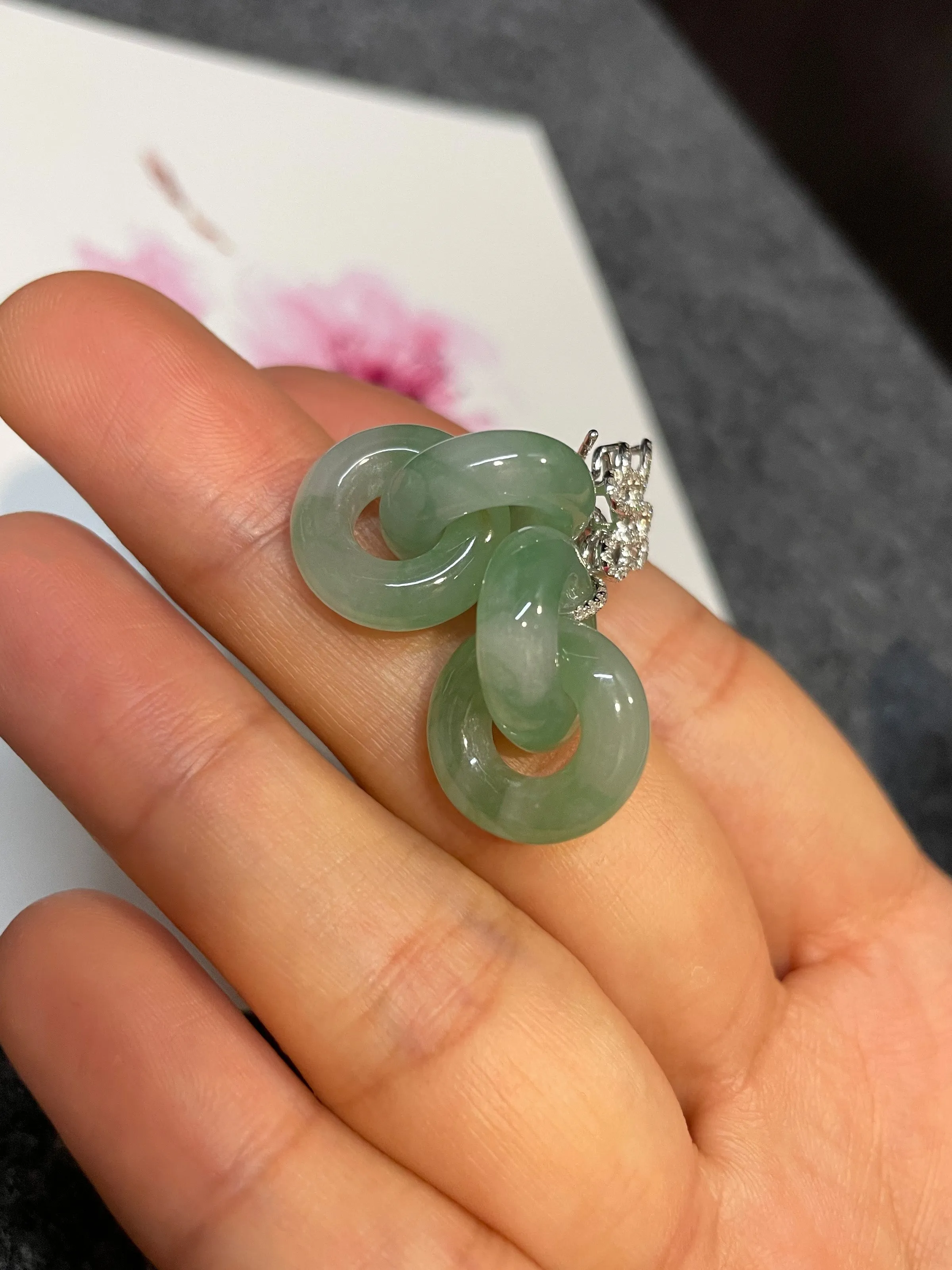 Green Jadeite Earrings - Double Hoop (NJE077)