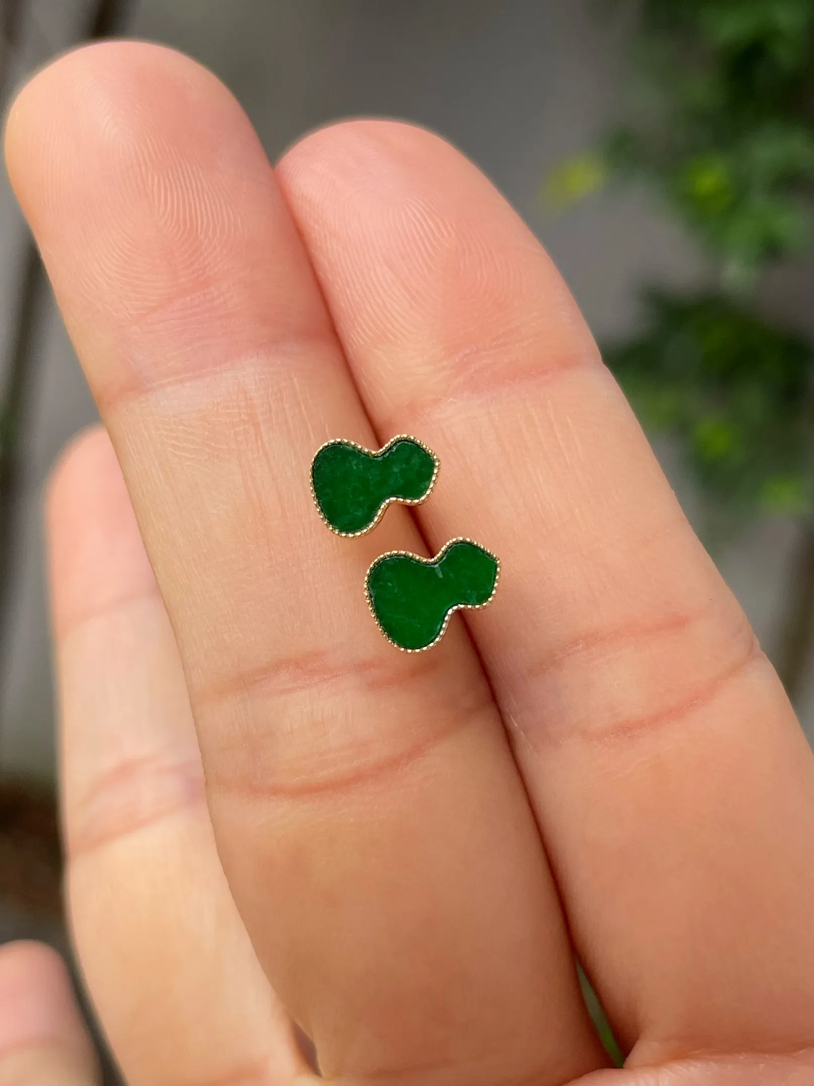 Green Jadeite Earrings - Hu Lu 葫芦 (NJE155)