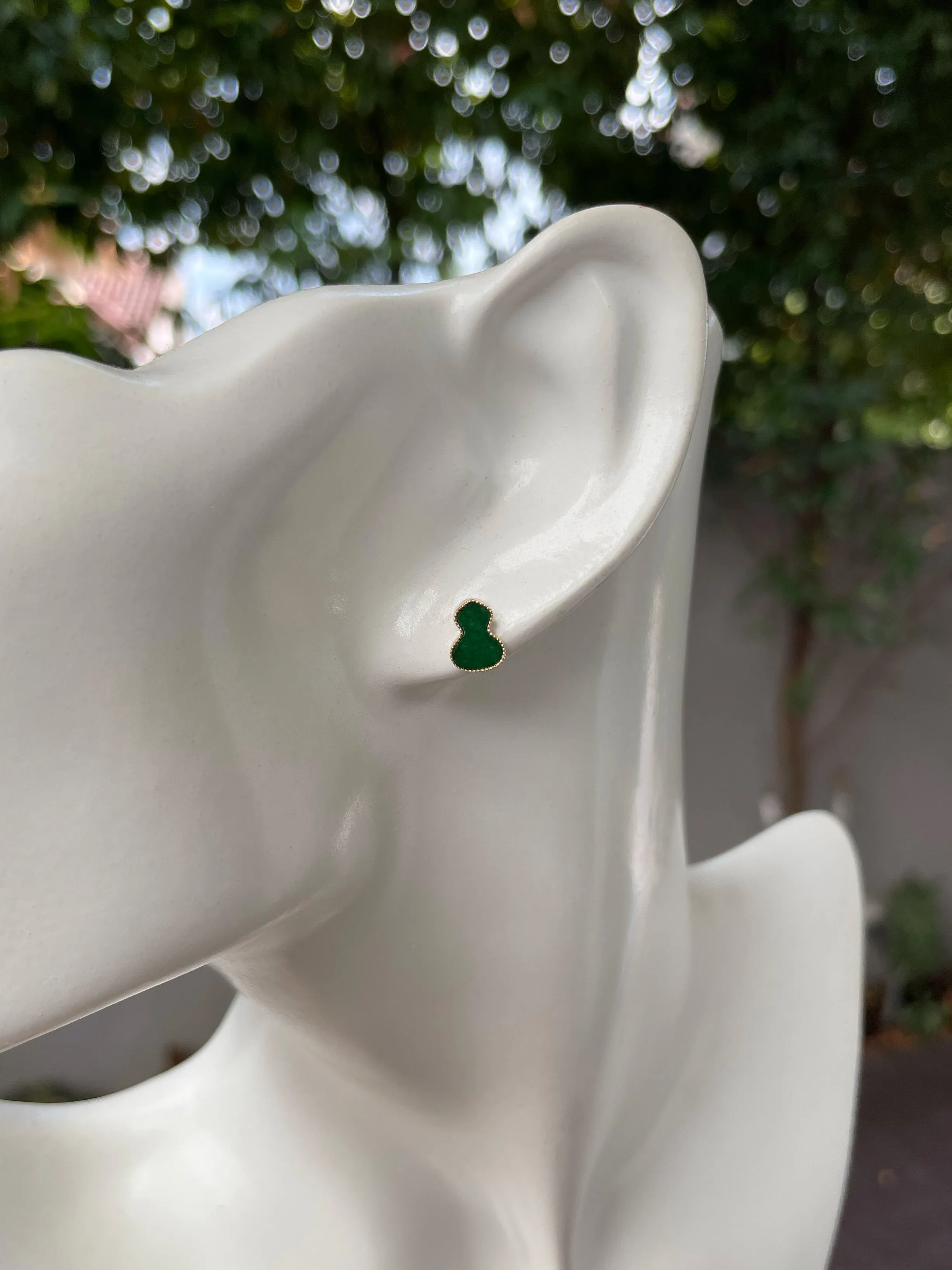 Green Jadeite Earrings - Hu Lu 葫芦 (NJE155)