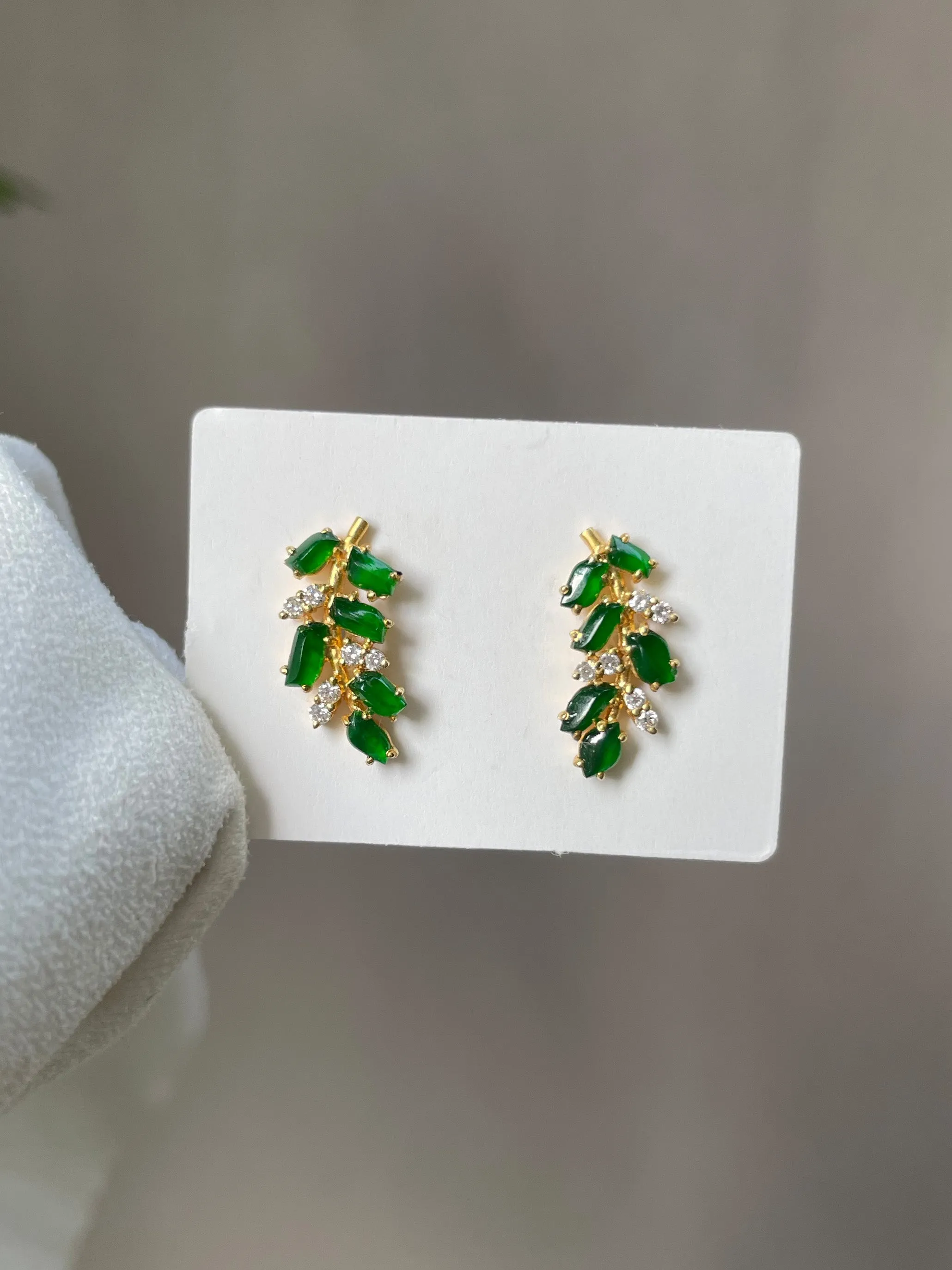 Green Jadeite Earrings - Wheat (NJE021)