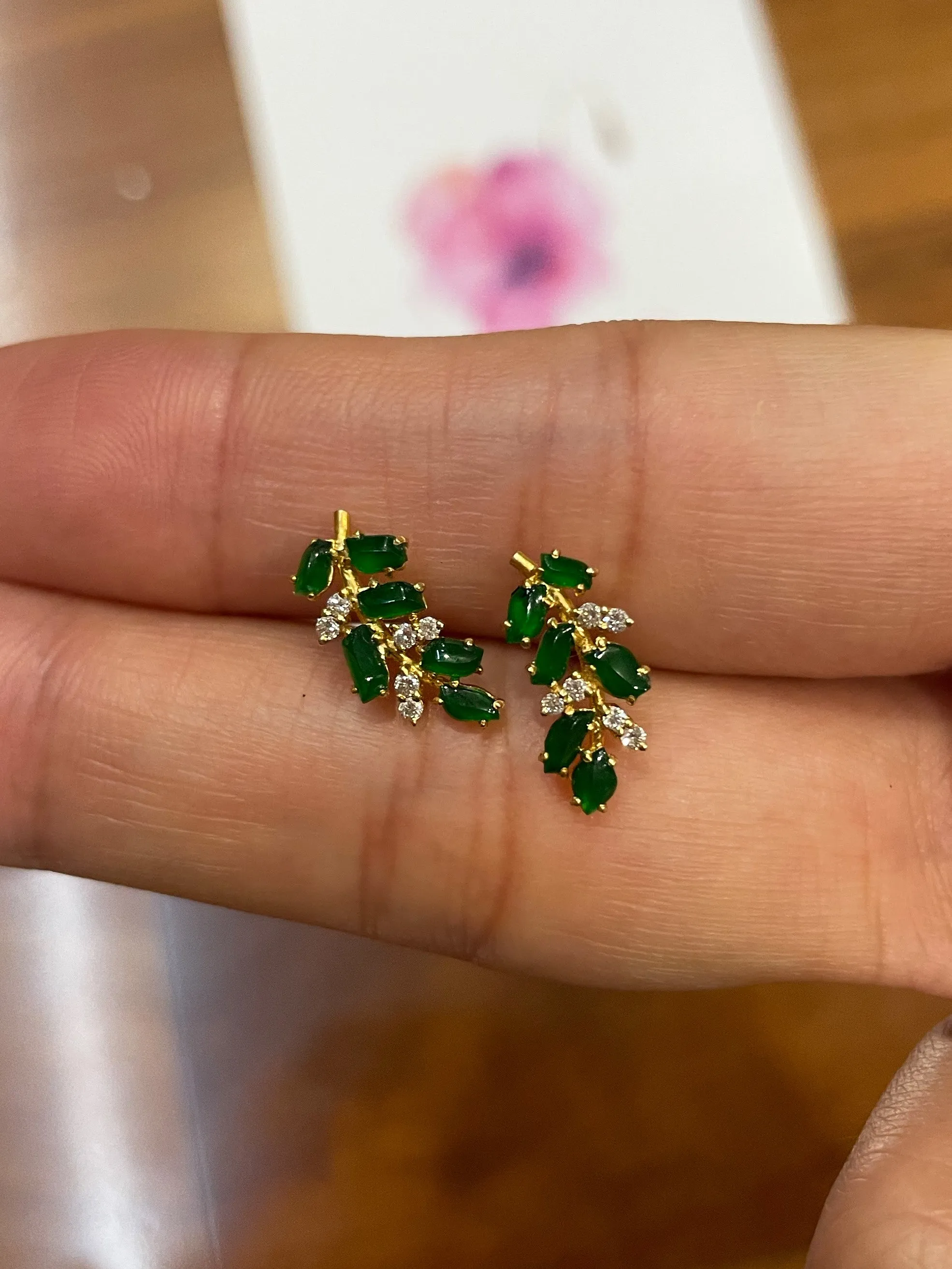 Green Jadeite Earrings - Wheat (NJE021)