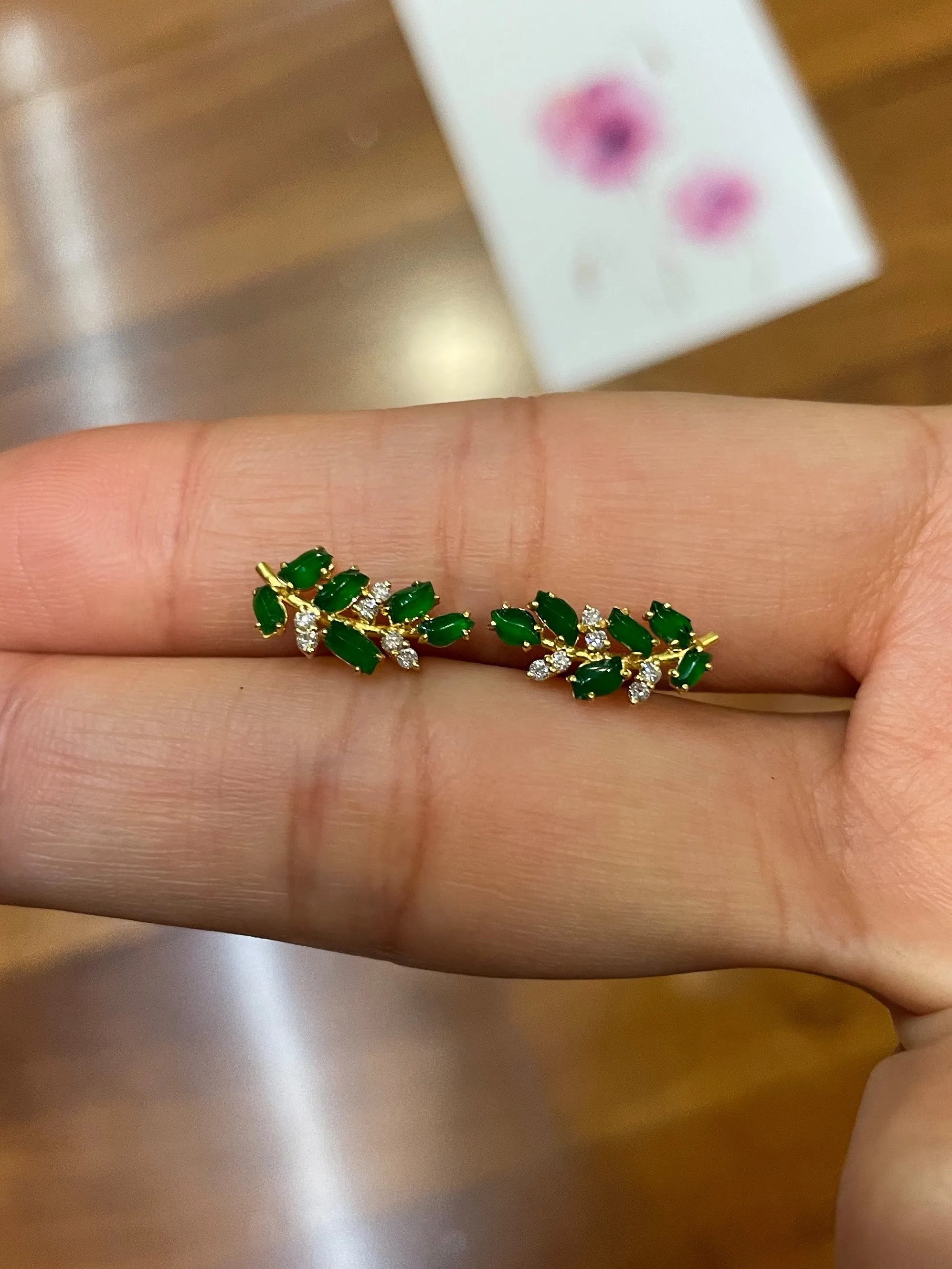 Green Jadeite Earrings - Wheat (NJE021)