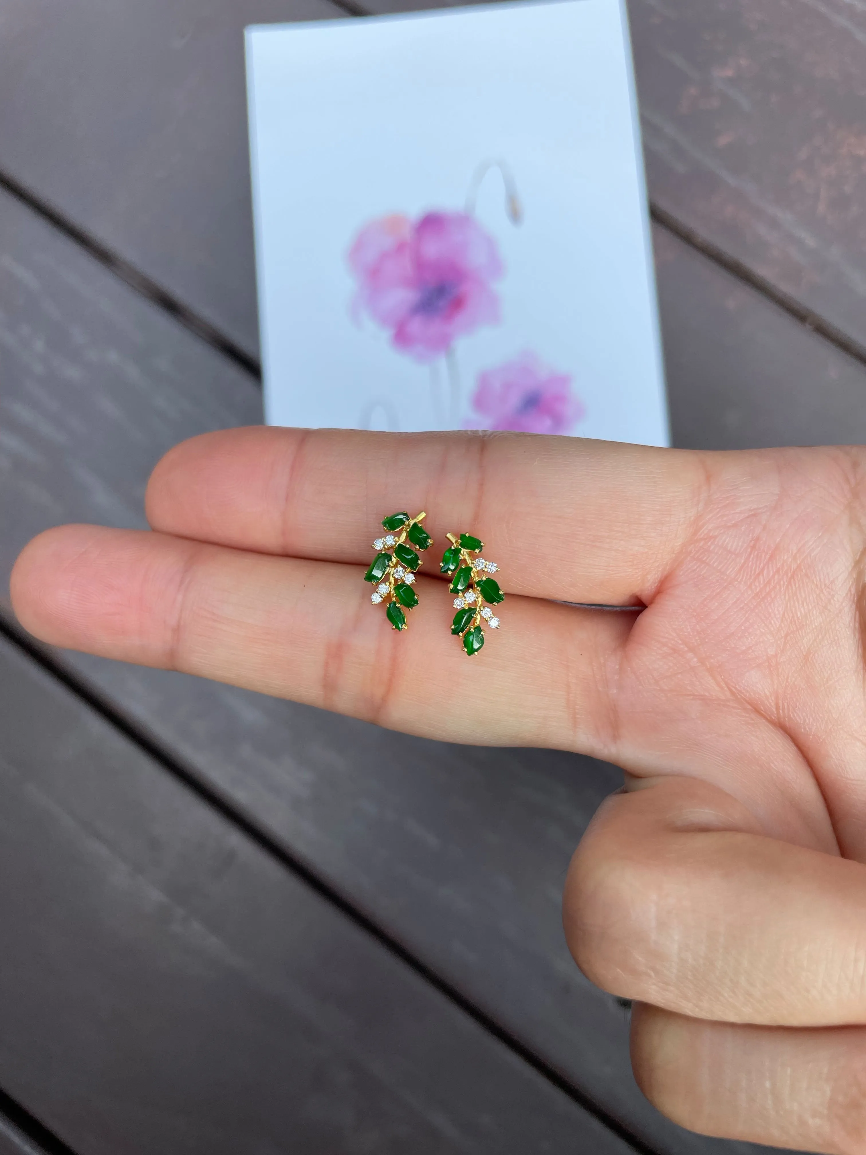 Green Jadeite Earrings - Wheat (NJE021)