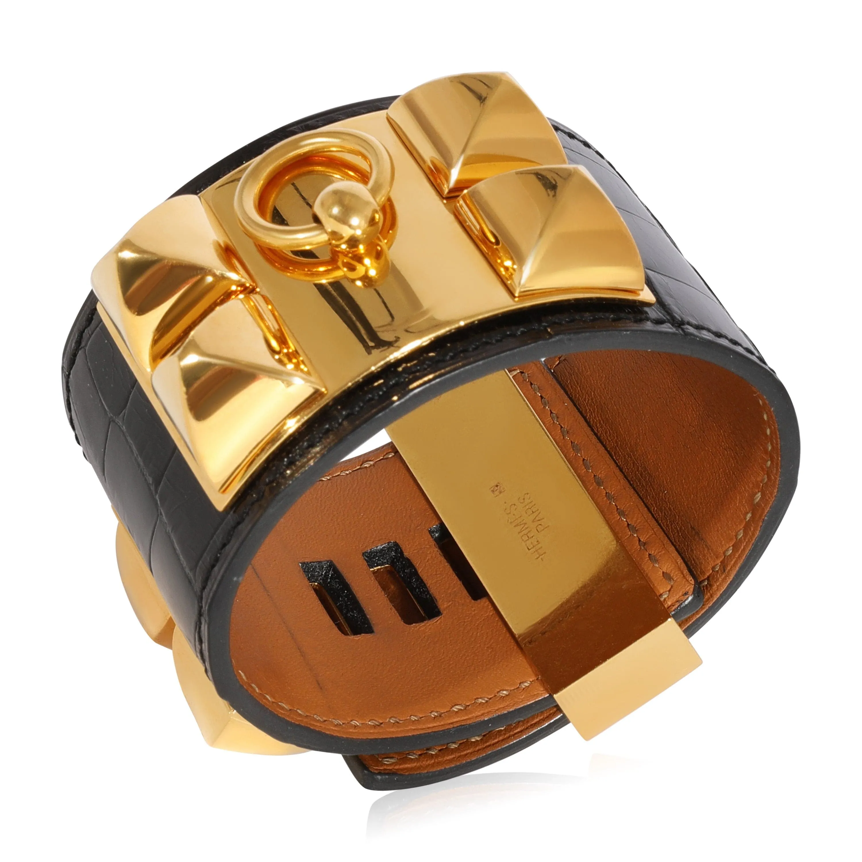 Hermès Collier de Chien Bracelet Black Shiny Alligator Bracelet 2013