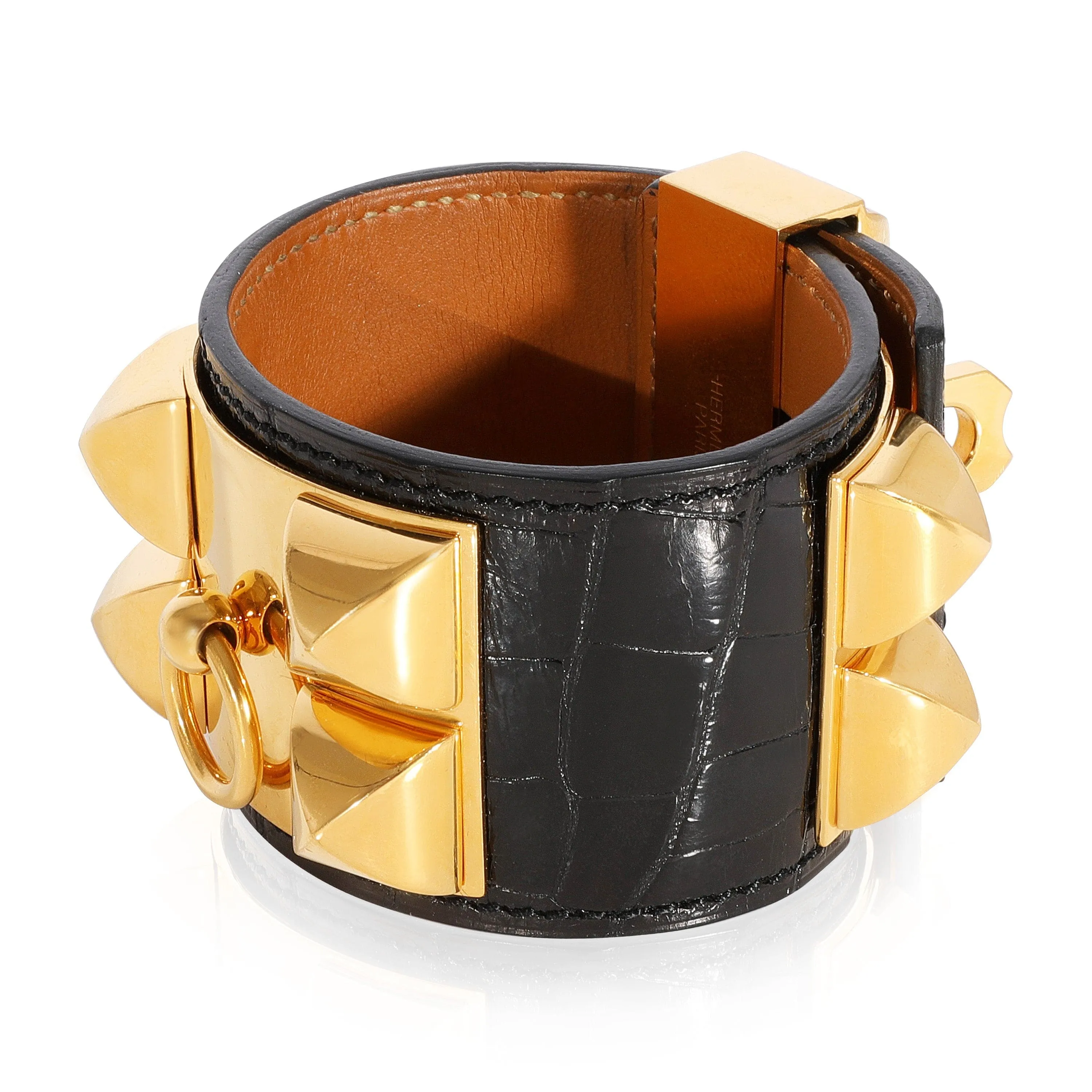 Hermès Collier de Chien Bracelet Black Shiny Alligator Bracelet 2013
