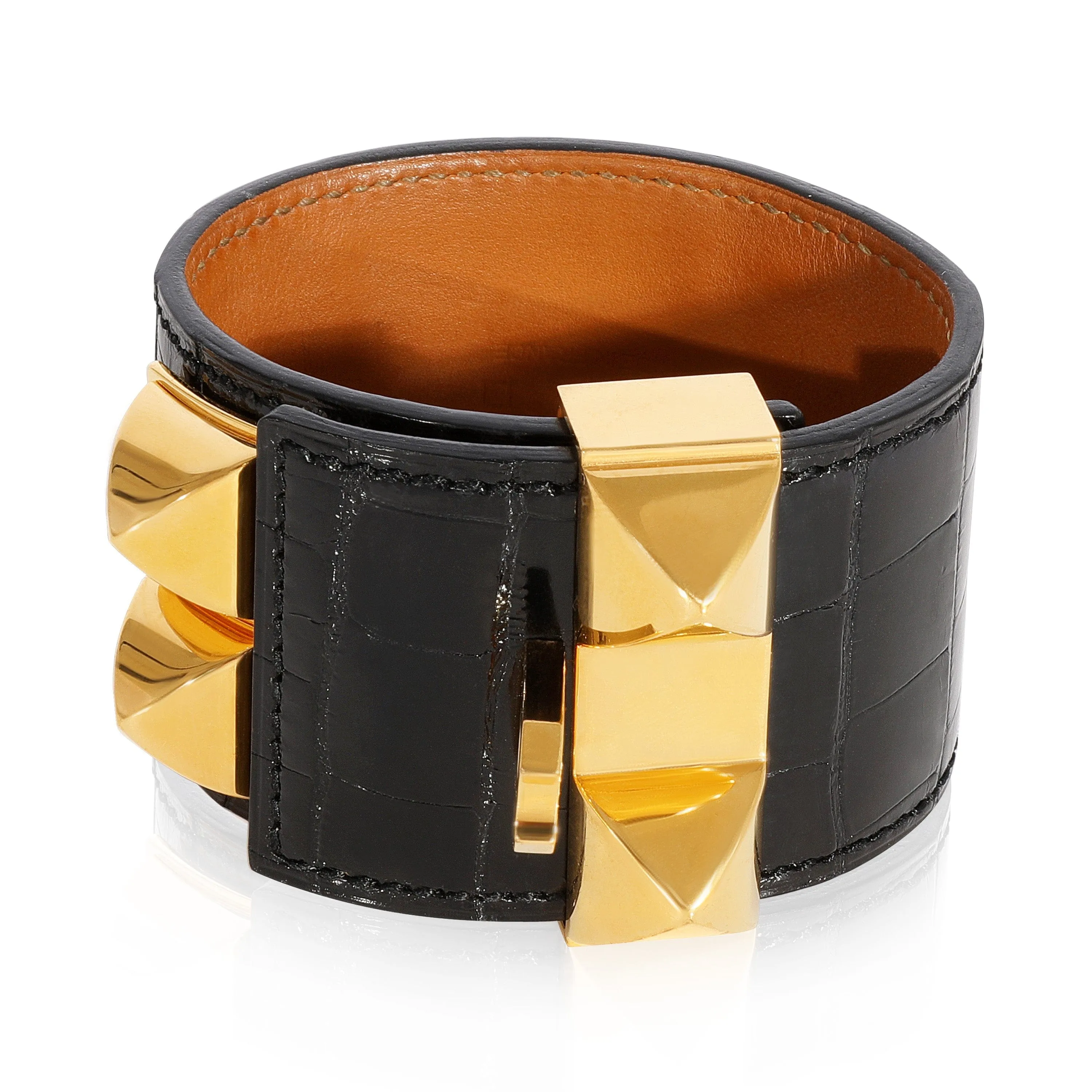 Hermès Collier de Chien Bracelet Black Shiny Alligator Bracelet 2013