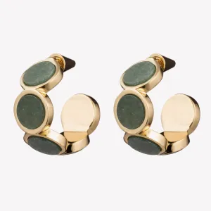 INLAID ROUND HOOPS - JADE