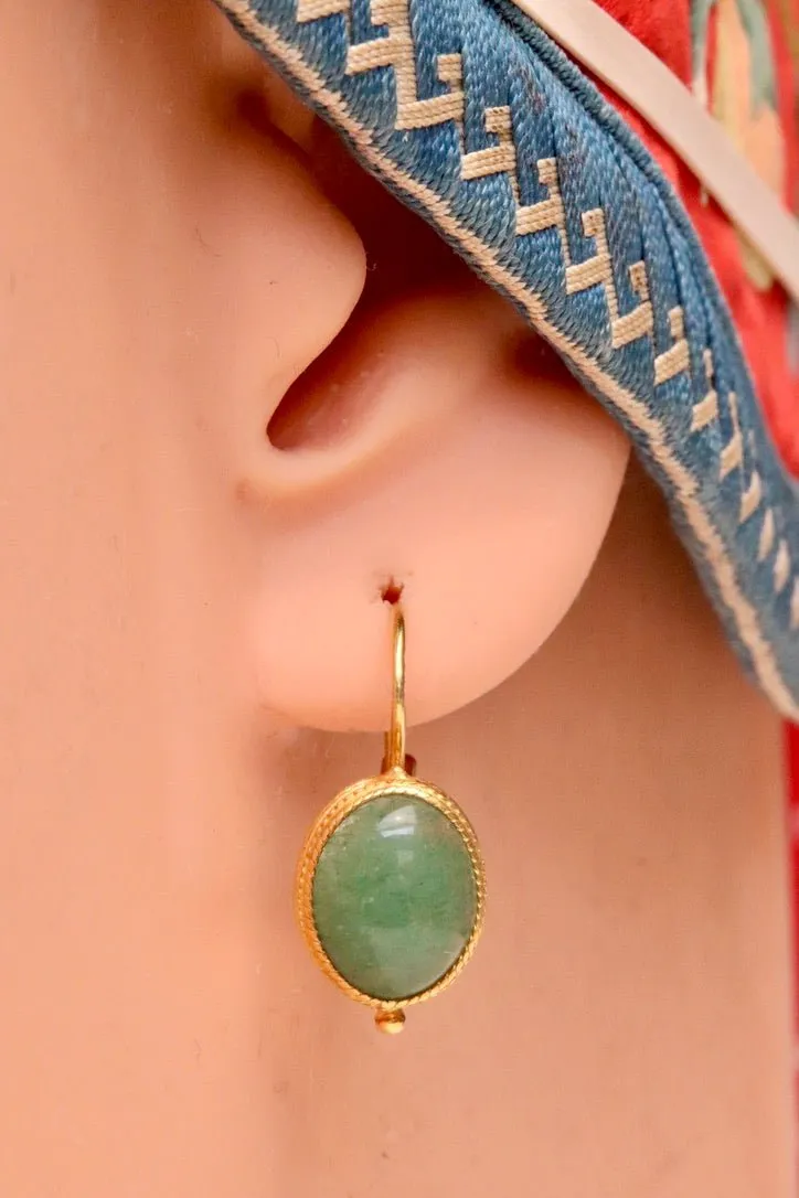 Maharashtra 14k Gold and Aventurine Earrings