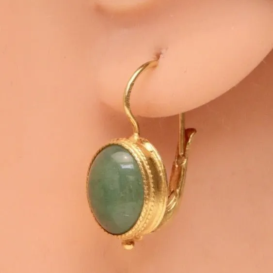 Maharashtra 14k Gold and Aventurine Earrings