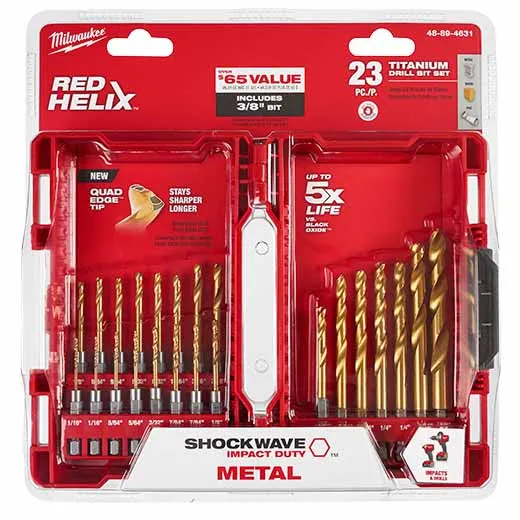 Milwaukee  48-89-4631 23 Piece TiN Shockwave Drill Bit Kit