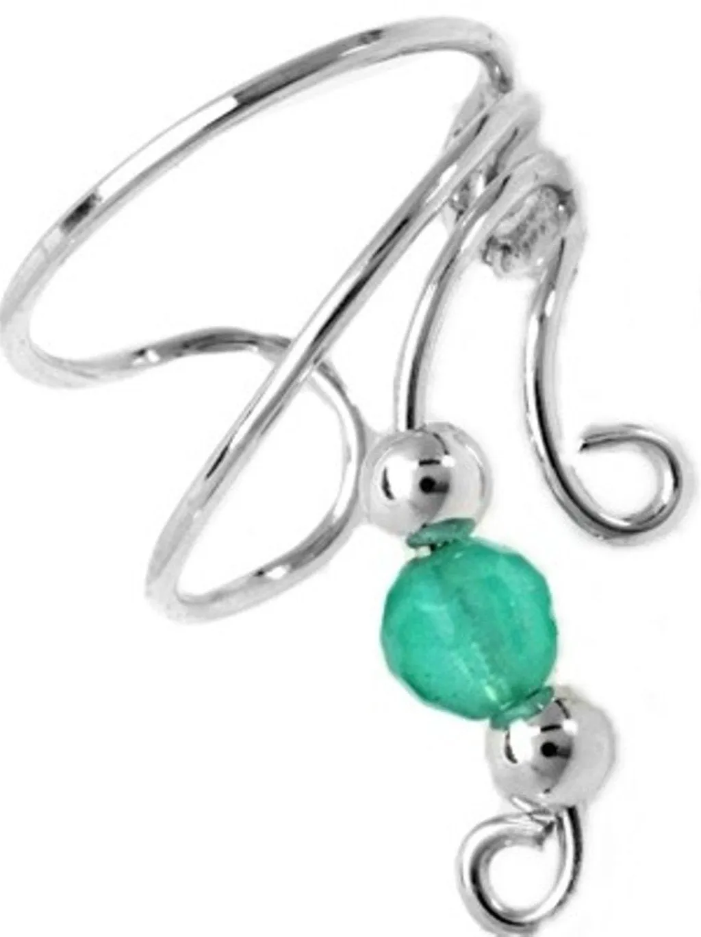 Mint Jade Beaded Short Wave Ear Cuff earrings