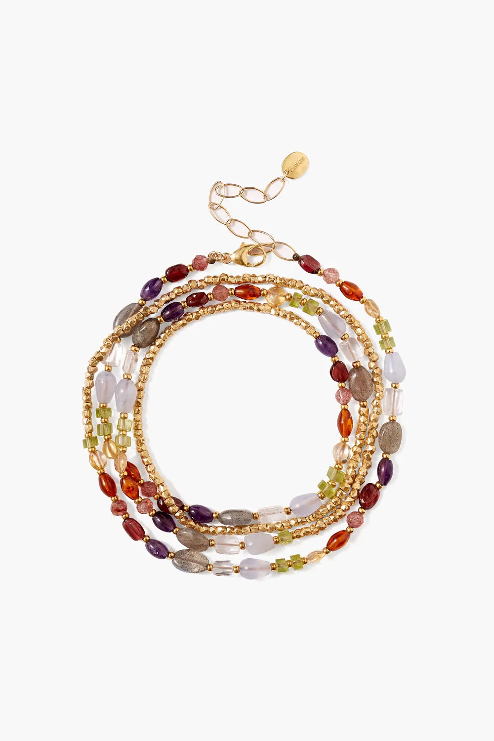 Multi Stone Mix Gold Wrap Bracelet
