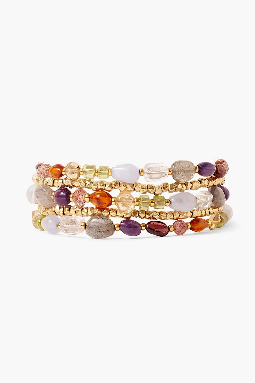 Multi Stone Mix Gold Wrap Bracelet