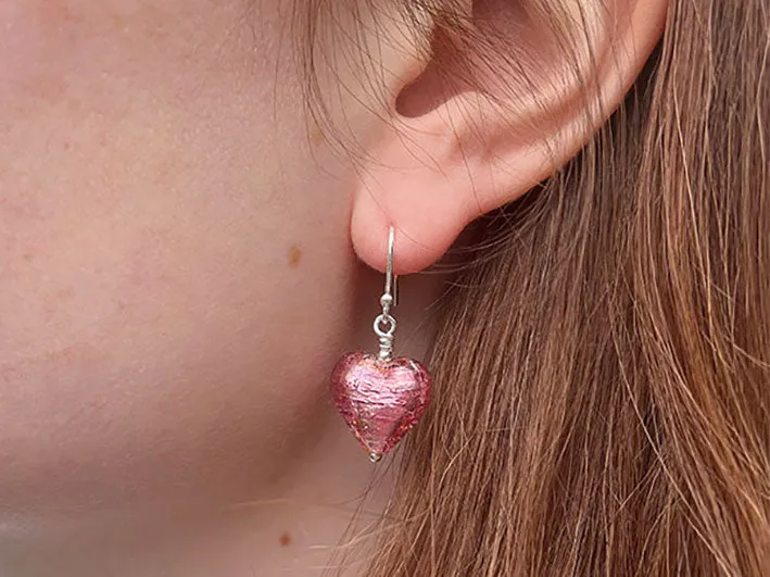 Murano Glass Heart Earrings - Jade