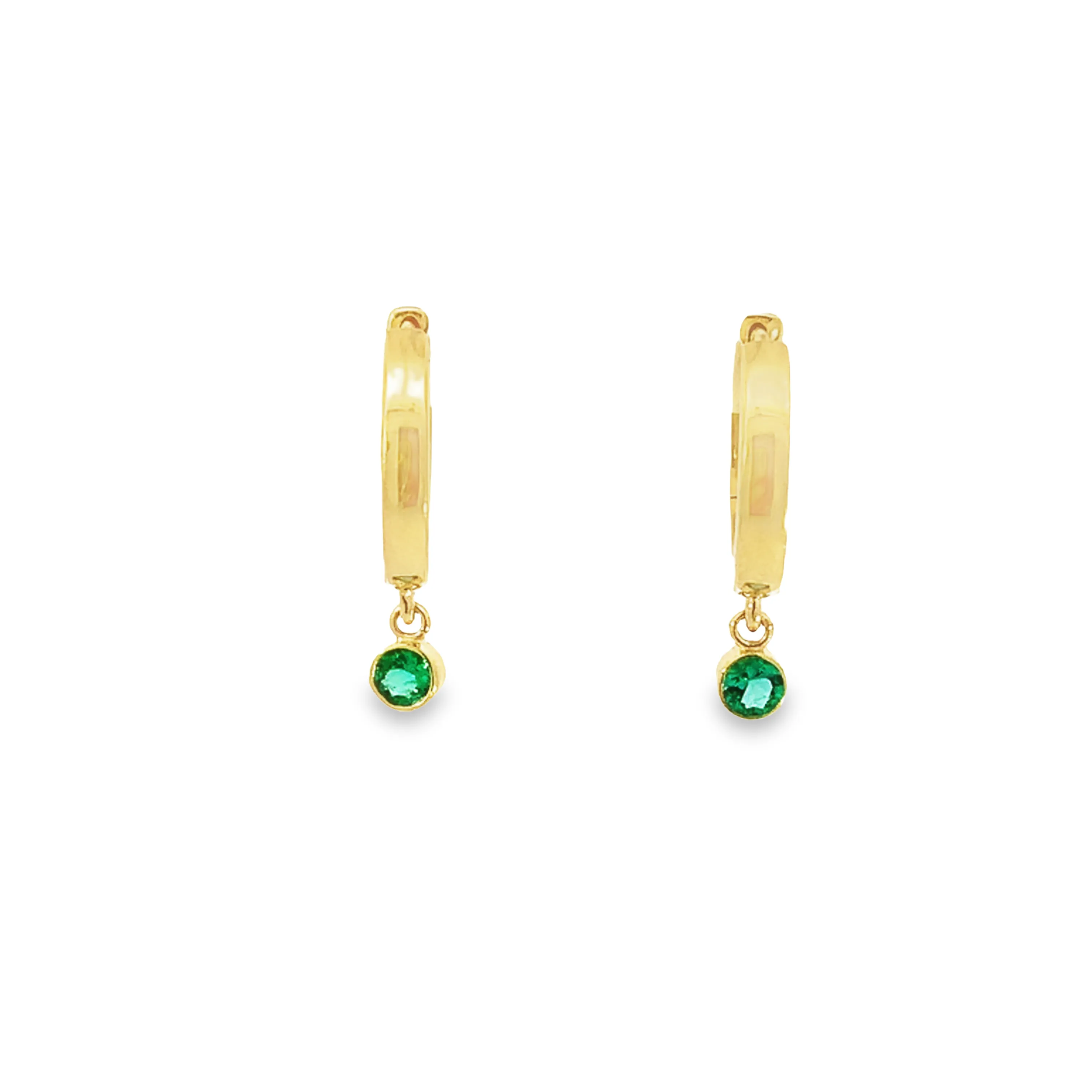 Natural Emerald Drop Huggie Earrings