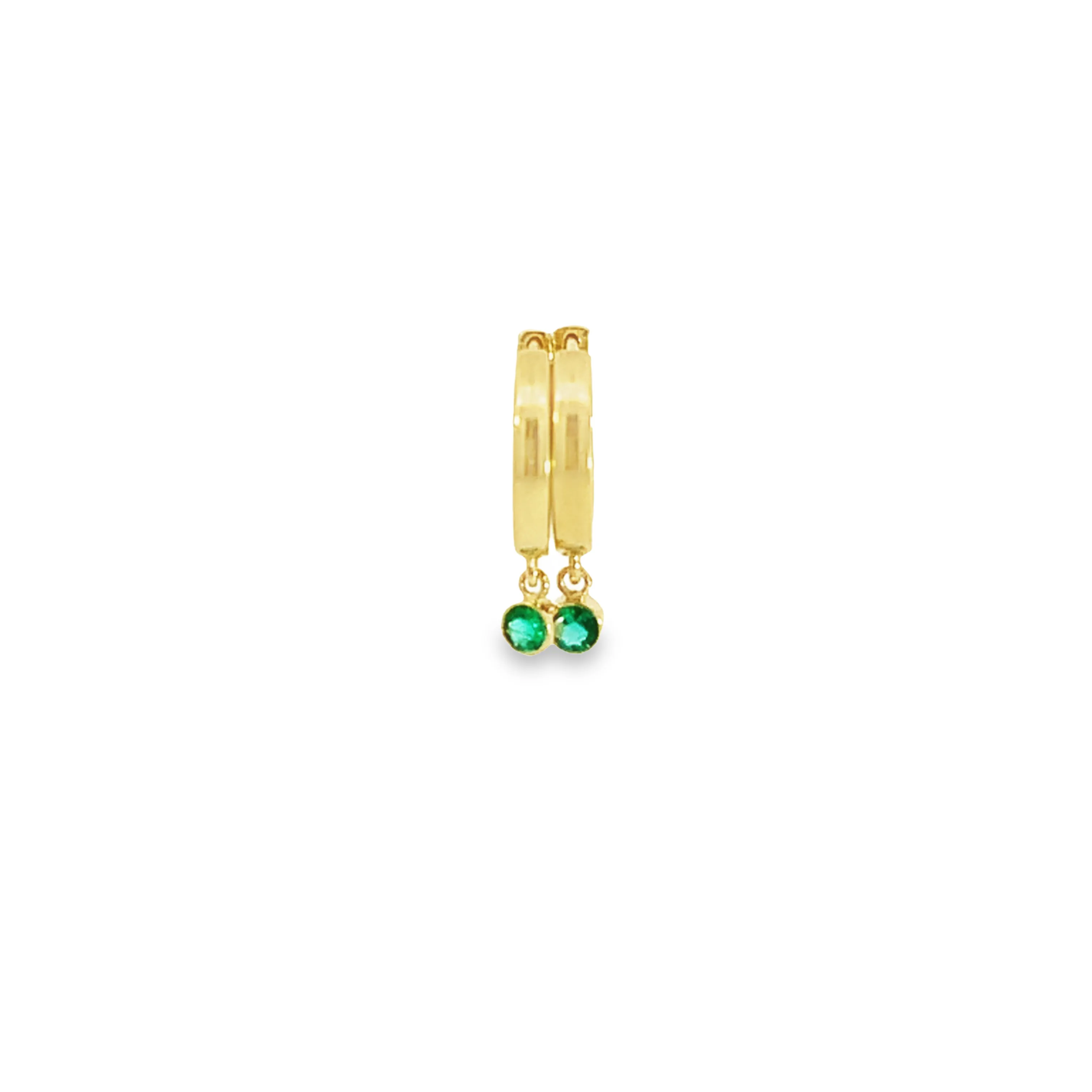 Natural Emerald Drop Huggie Earrings
