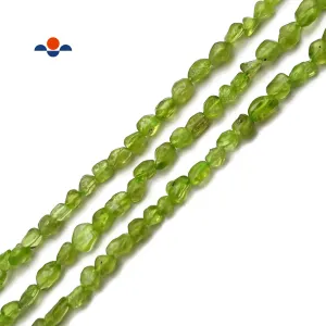 Natural Peridot Faceted Pebble Nugget Beads Approx 4-6mm 15.5" Strand