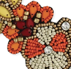 Orange Bead Flower Bib Necklace