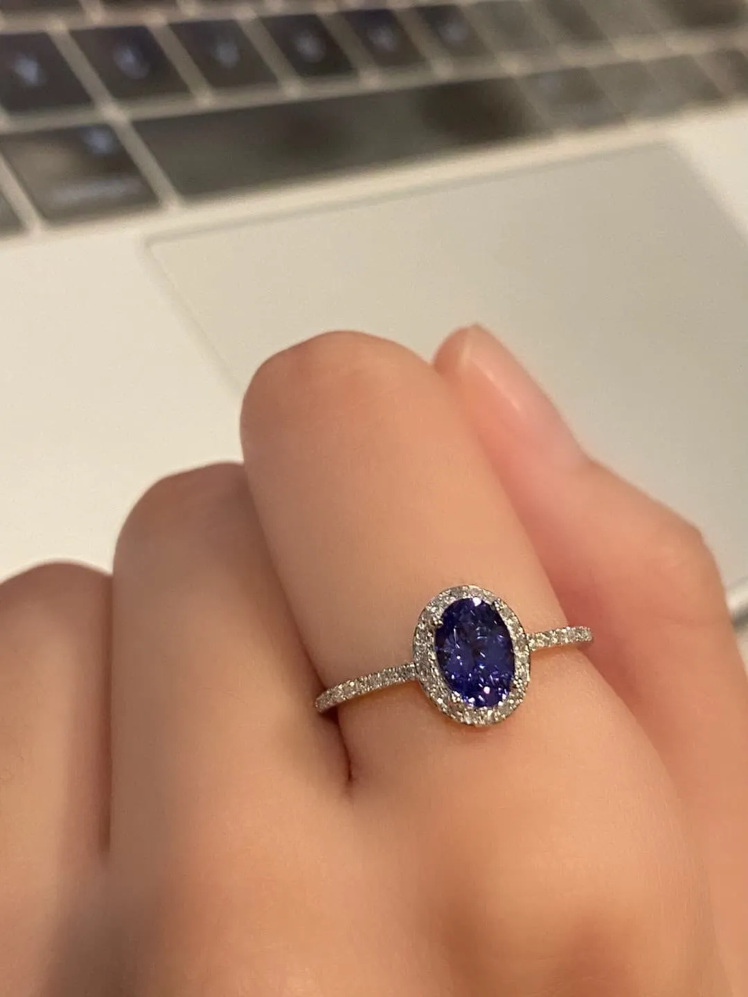 Oval Gemstone Halo Engagement Ring