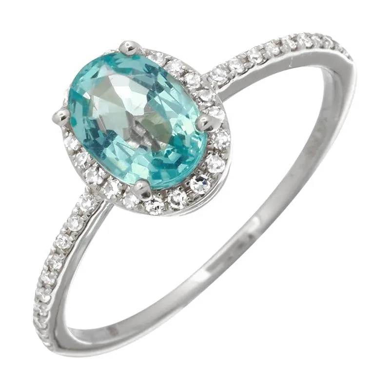 Oval Gemstone Halo Engagement Ring