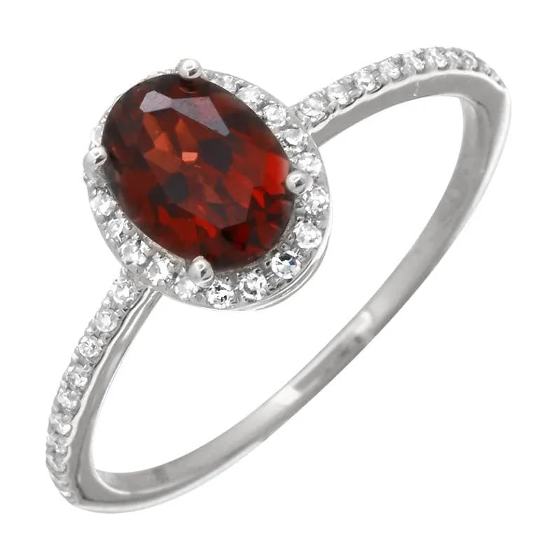 Oval Gemstone Halo Engagement Ring