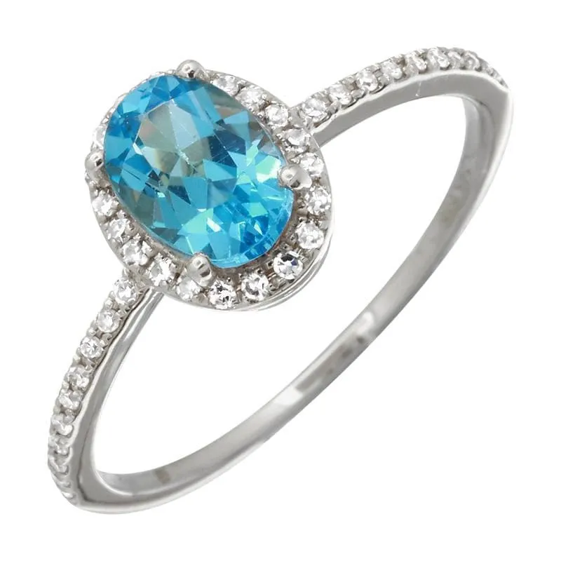 Oval Gemstone Halo Engagement Ring