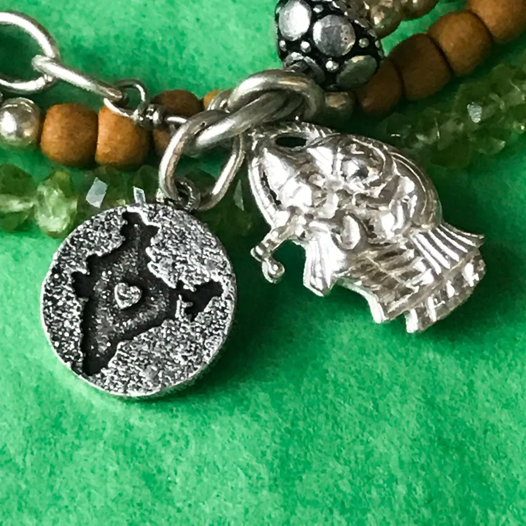Peridot, Sandalwood & Tulasi RadhaKrishna Wrap Bracelet