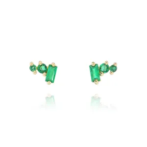 Petite Post Earrings in Emeralds - 18k Gold