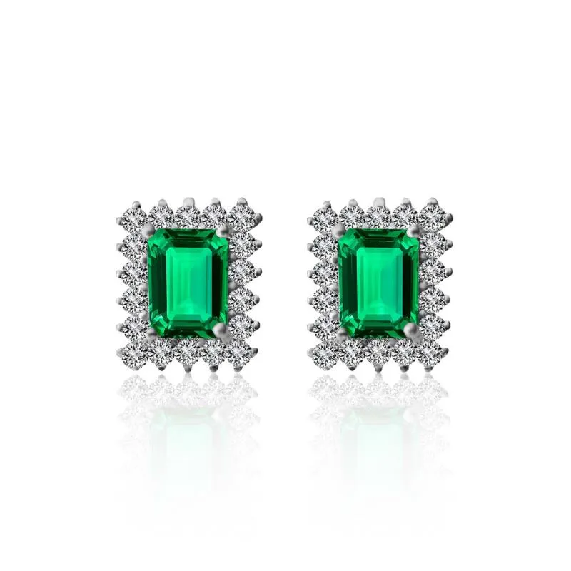 Rectangular Emerald Princess Earrings