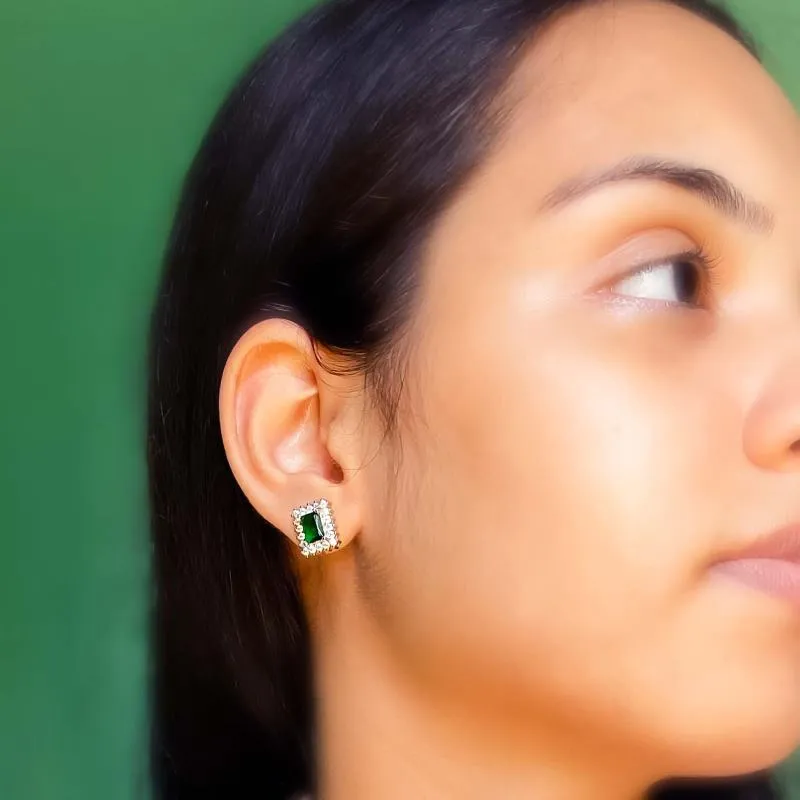 Rectangular Emerald Princess Earrings