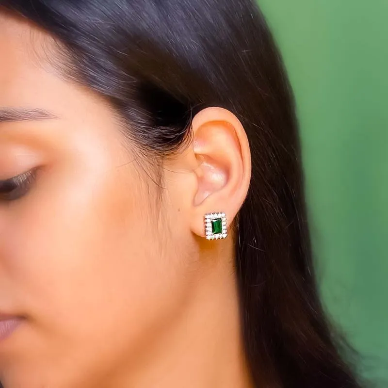Rectangular Emerald Princess Earrings