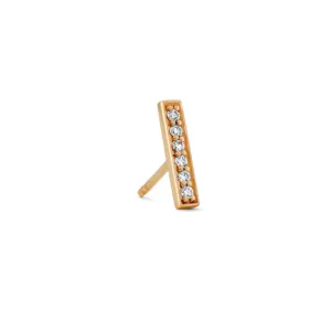 Rock Square Large 18K Gold Stud w. Diamonds