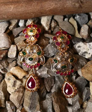 Ruby Jade Texture Antq Earrings