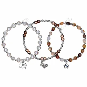 Safe Travels Sterling Silver Stacking Bracelets - Set of 3
