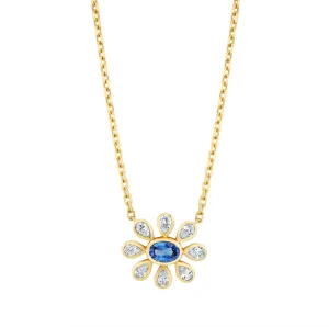 Sapphire and Diamond Flower Necklace