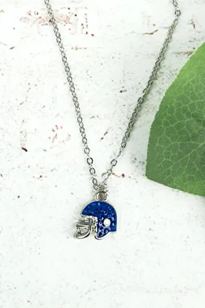Sapphire Crystal Football Helmet Petite Pendant Necklace