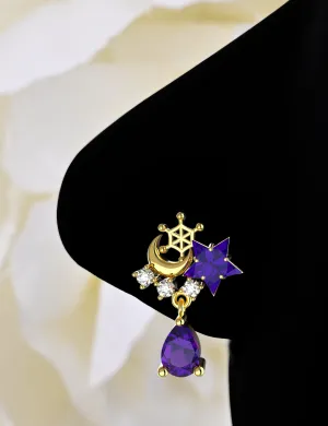 Star Dangle Amethyst Nose Stud – Dainty Purple Gem Nose Ring