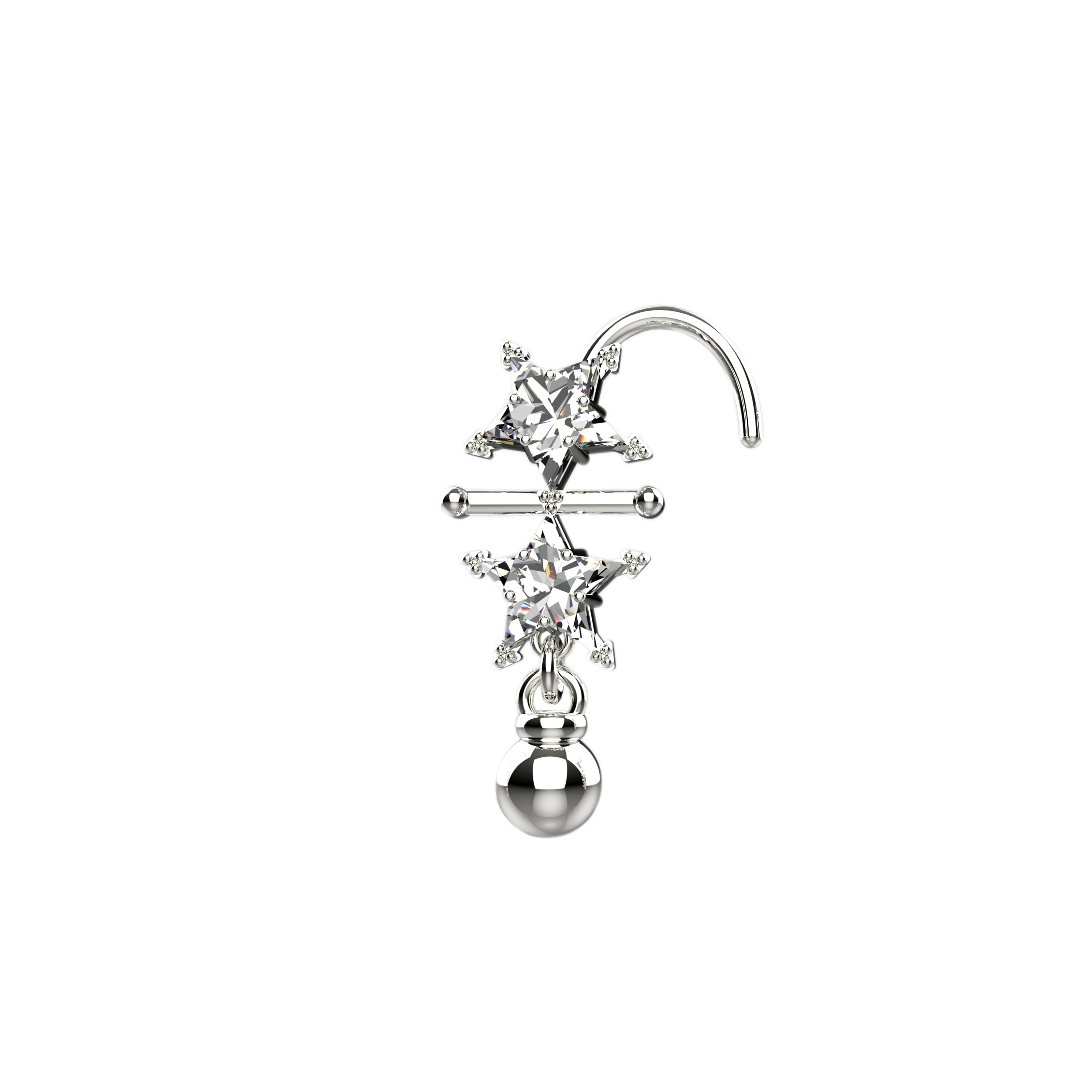 Star Dangle Gold Nose Ring | Celestial Nose Piercing Jewelry